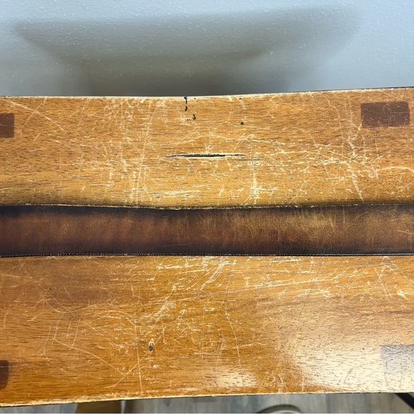 Vintage Brown Leather Belt Gold Buckle Emblem Rustic Western Boho Mens 41/42” - Picture 5 of 11